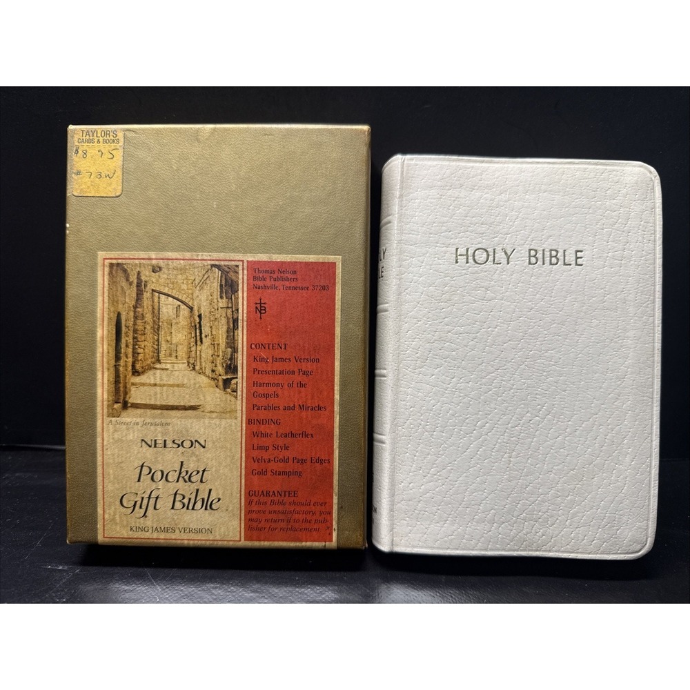 1970 Nelson‎ Pocket Gift Bible, King James Version. 73W White Leatherflex Gold
